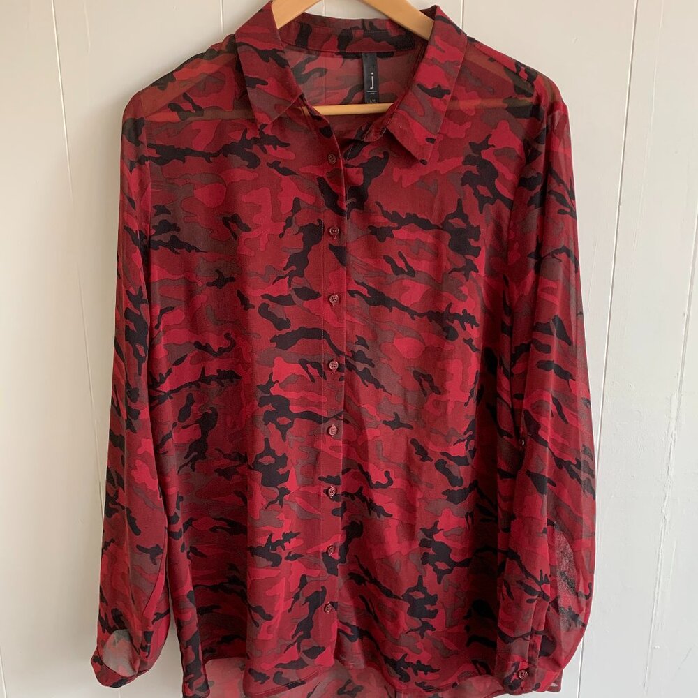 Ladies Red Camo Blouse